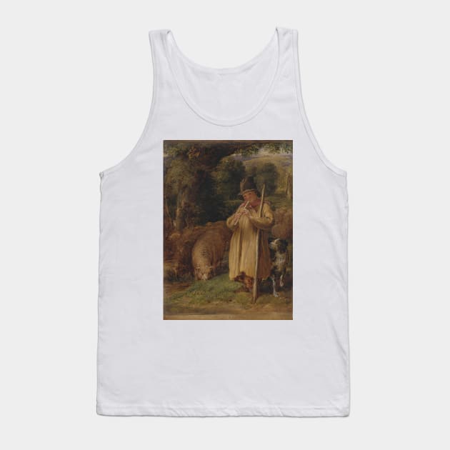 Shepherd Boy Playing a Flute by John Linnell Tank Top by Classic Art Stall